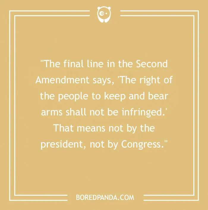 Text on a beige background referencing the Second Amendment, related to Chuck Norris quotes.