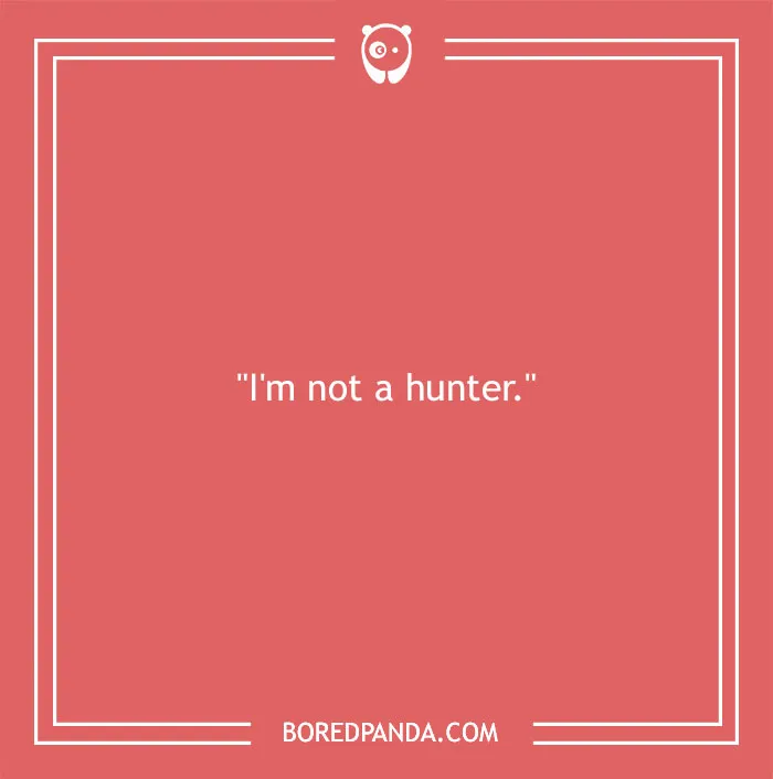 Red background with white text showing a Chuck Norris quote: "I'm not a hunter."