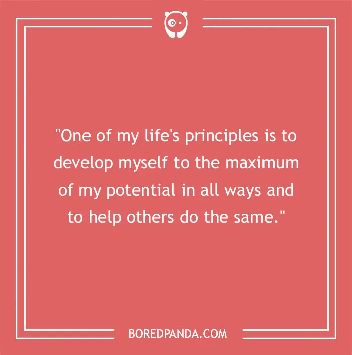 "Chuck Norris quote about maximizing potential and helping others, on a red background with Bored Panda logo."