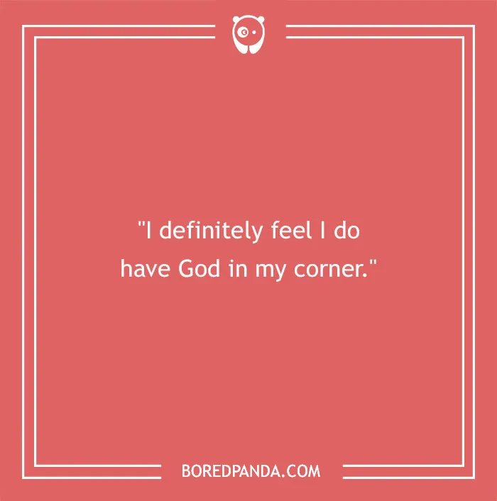 Chuck Norris quote on a red background: "I definitely feel I do have God in my corner." BoredPanda.com logo on top.