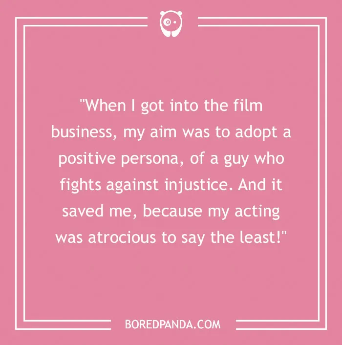 Chuck Norris quote on adopting a positive persona and fighting injustice, with a pink background and Bored Panda logo.