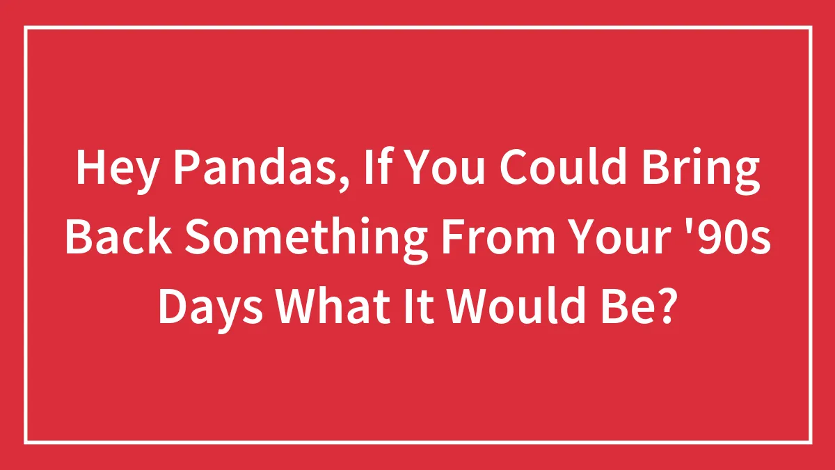 Hey Pandas, If You Could Bring Back Something From Your '90s Days What It Would Be? (Closed)