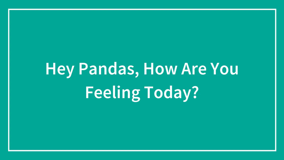 Hey Pandas, How Are You Feeling Today?
