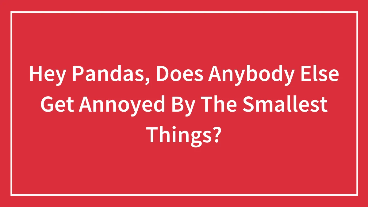 Hey Pandas, Does Anybody Else Get Annoyed By The Smallest Things? (Closed)