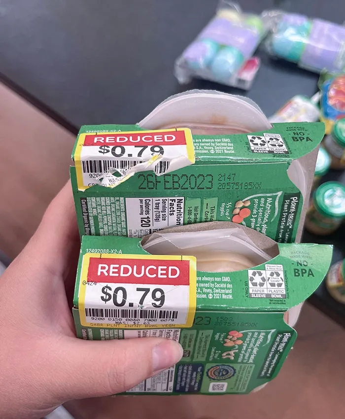 Store Using The Clearance Stickers To Cover The Expiration Date. On Baby Food