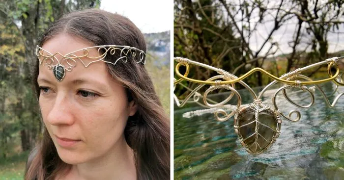 I Made An Elven Crown With Wire And A Labradorite Gemstone (8 Pics)