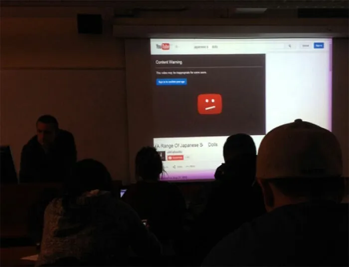 Content warning in youtube video at presentation
