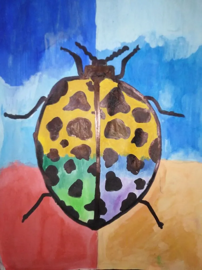 Colourful Beetle. We Were Practicing Symmetry In Our Art Class :)
