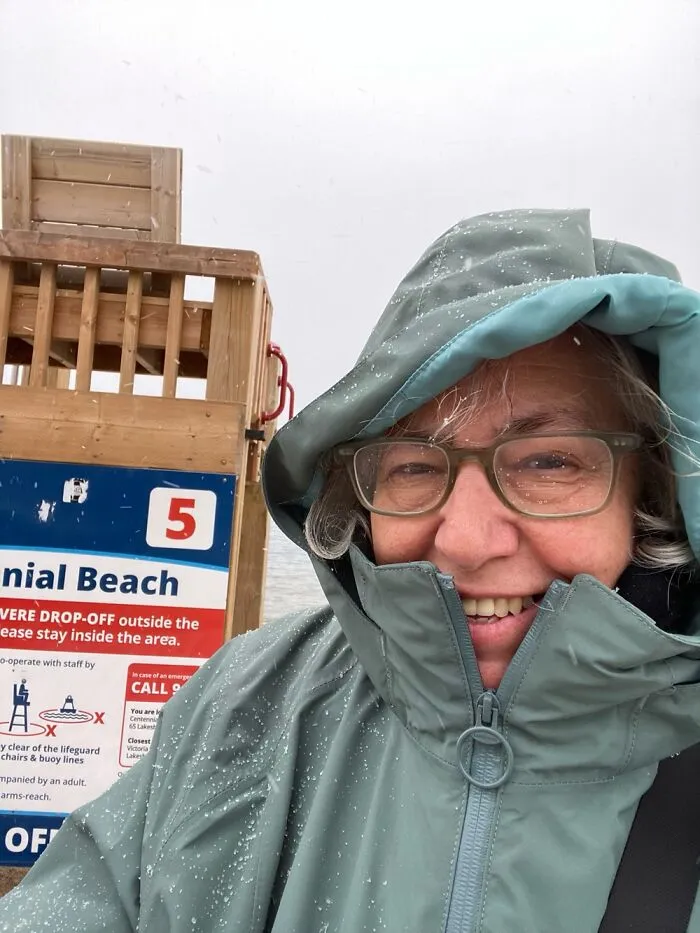 Walking In The Rain On My 75th Birthday. Looking Ridiculous. Yeah Me!