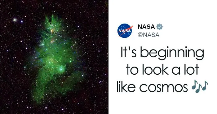 NASA Finds Cluster Of Young Stars That Looks Exactly Like A “Cosmic Christmas Tree”