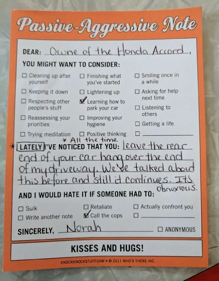 Passive-Aggressive Note