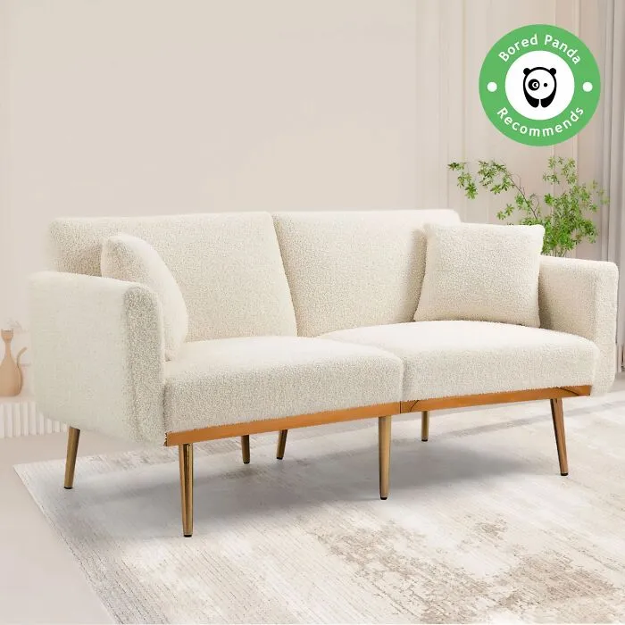 Eafurn Sherpa Teddy Futon Sofa Bed