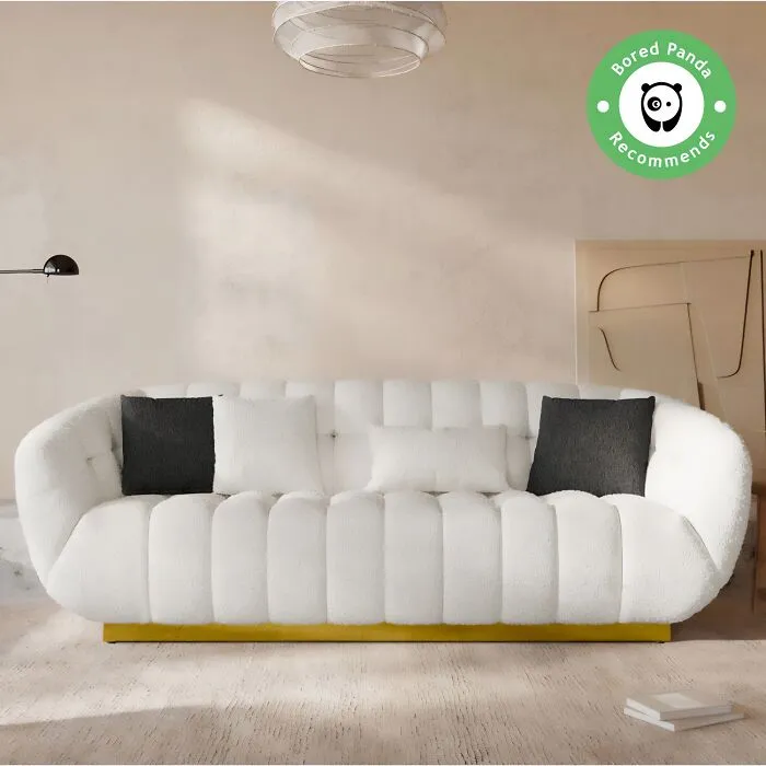Acanva Mid-Century White Cloud Couch