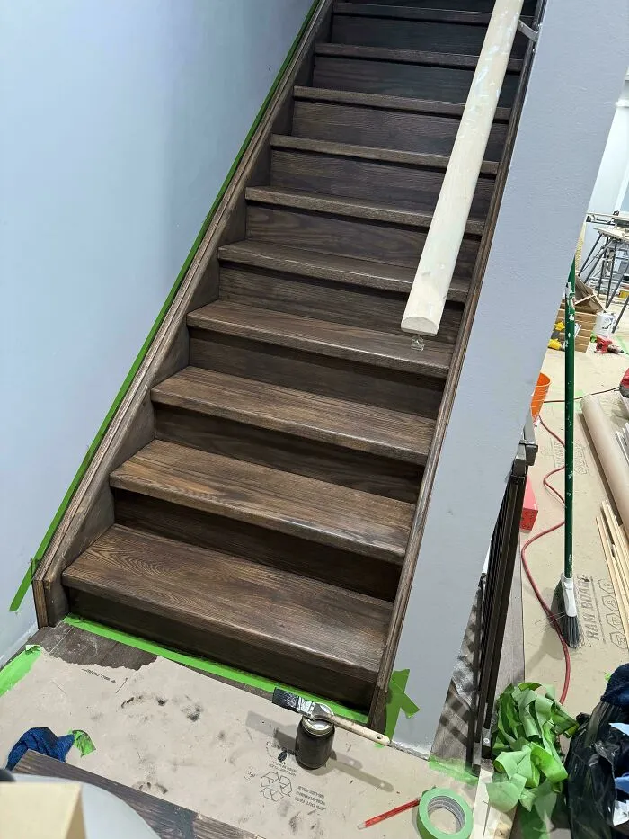 Guess Who Forgot Their Exit Plan After Staining The Stairs. Send Help
