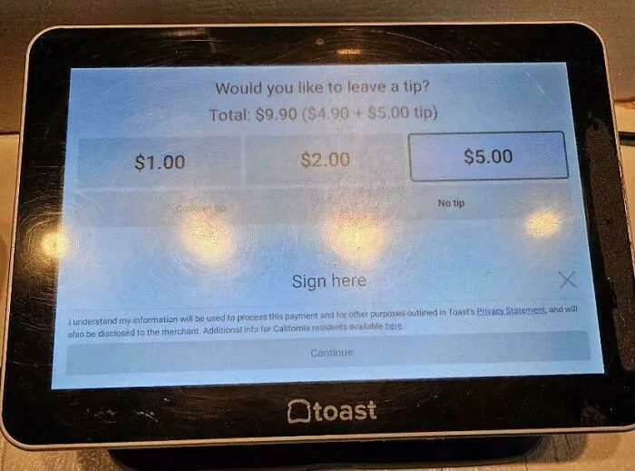 The Default Tip For A Croissant Purchased Over The Counter Was 102%