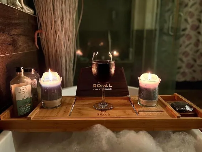 Turn The Tub Into A Love Nest Where No Wine Glass Or Romance Novel Ever Fears The Splash, All Thanks To The<span Style="Font:inherit;color:#d74b1f;"> Bamboo Bathtub Tray Caddy</Span> 