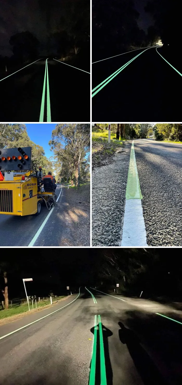 Una compañía australiana presenta pintura de carreteras que brilla en la oscuridad