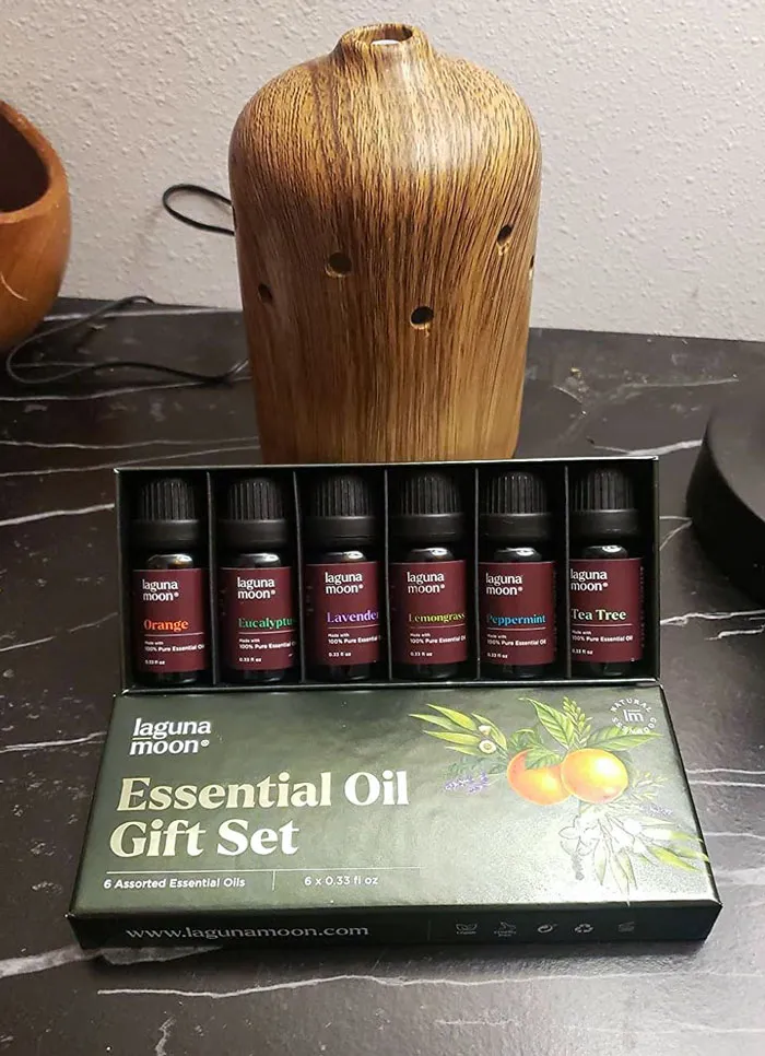 Essential oil gift set with diffuser, a budget-friendly Valentine's Day gift option.