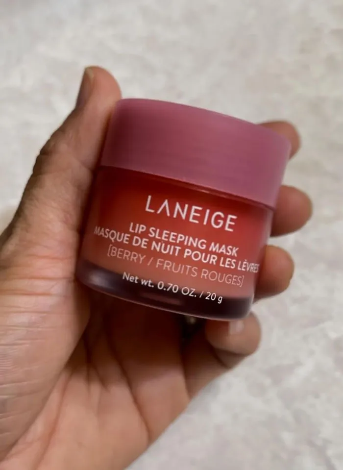 Hand holding Laneige lip mask, perfect Valentine's Day gift under $25 to show love without emptying your wallet.