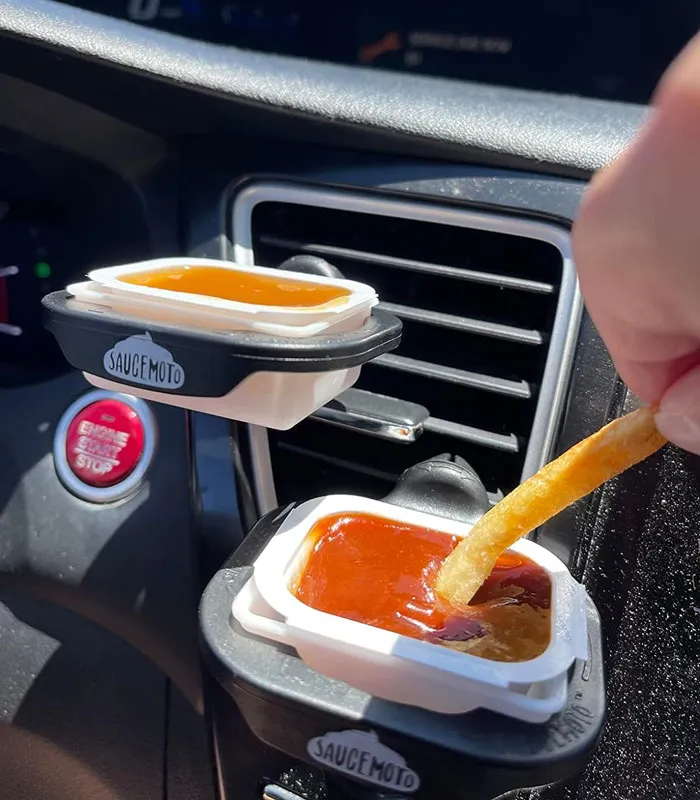 Help Them Rev Up Their Drive-Thru Experience With A <span Style="Font:inherit;color:#d74b1f;"> Saucemoto Dip Clip</Span>, The In-Car Sauce Holder Perfect For All Ketchup And Dipping Sauce Lovers!