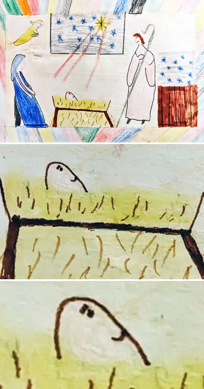 My Wife's Childhood Attempt At Drawing The Baby Jesus