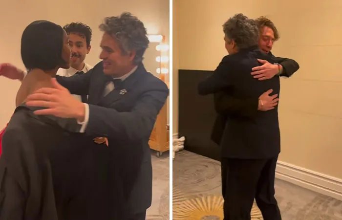 Mark Ruffalo Hugging With Jeremy Allen White And Ayo Edebiri