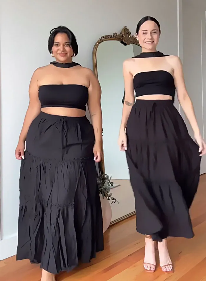 “Style, Not Size”: Two Friends Wear The Same Outfit To Show There Is No “Ideal” Body Type (38 New Pics)