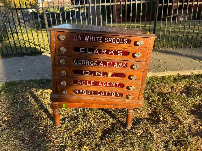 Just Found This Incredible Walnut Cupboard From The Late 1800s. It Was Used In A General Store To Sell Thread. I Spoke To The Woman Who Had Put It Out On The Curb, And Her Great Grandmother Had Made The Base That It’s Crookedly Sitting On. She Used To Use It To Store Her Children’s Artwork. Not Sure What I’ll Do With The Very Shallow Drawers, But I’m So Thrilled To Bring This Piece Into My Home