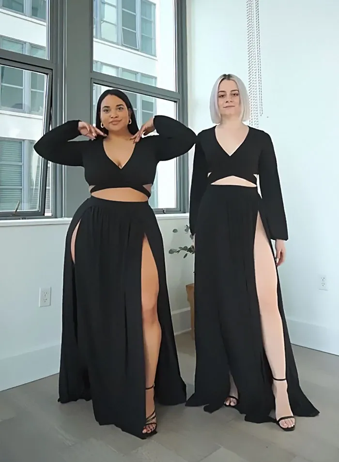 “Style, Not Size”: Two Friends Wear The Same Outfit To Show There Is No “Ideal” Body Type (38 New Pics)