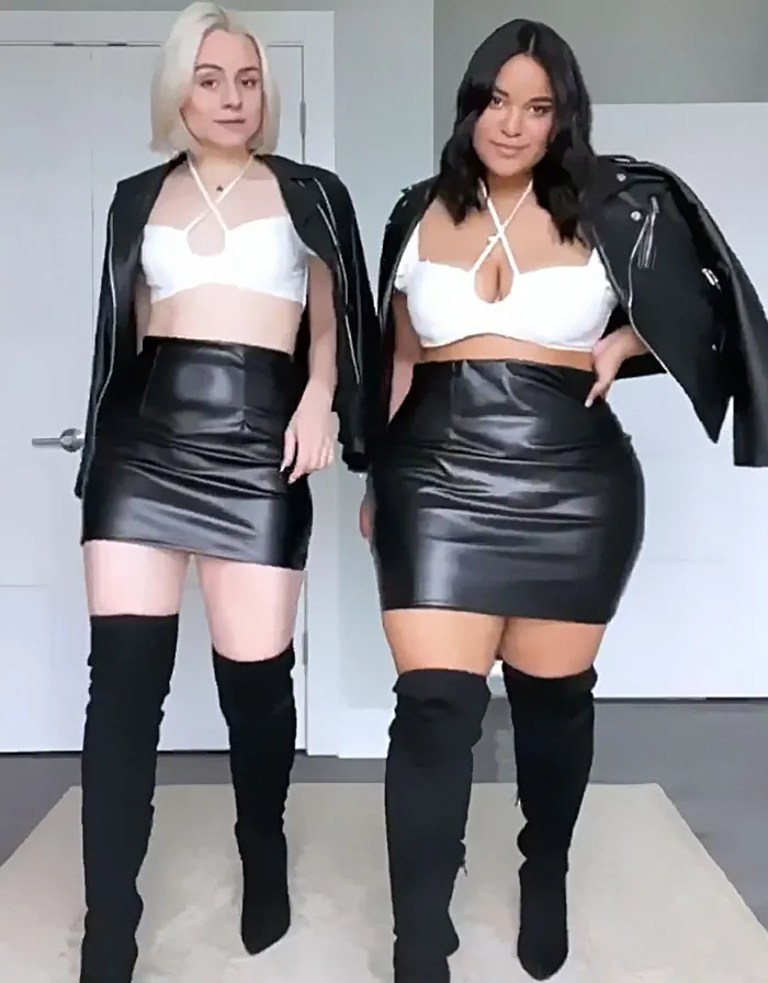 “Style, Not Size”: Two Friends Wear The Same Outfit To Show There Is No “Ideal” Body Type (38 New Pics)