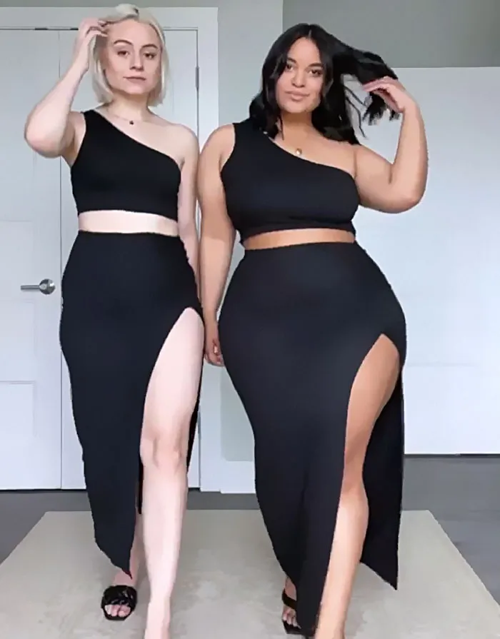 “Style, Not Size”: Two Friends Wear The Same Outfit To Show There Is No “Ideal” Body Type (38 New Pics)
