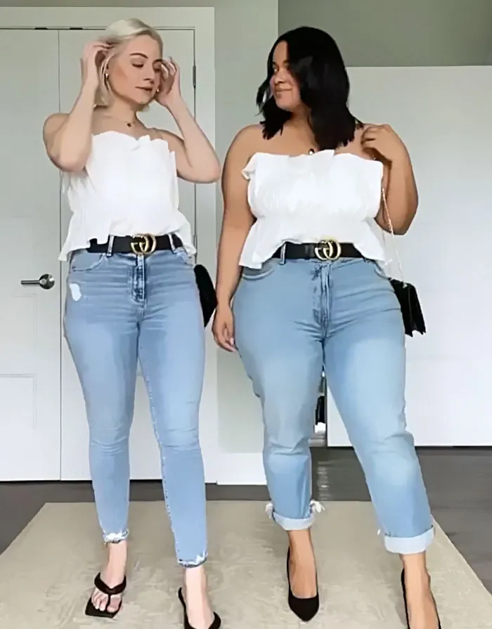 “Style, Not Size”: Two Friends Wear The Same Outfit To Show There Is No “Ideal” Body Type (38 New Pics)