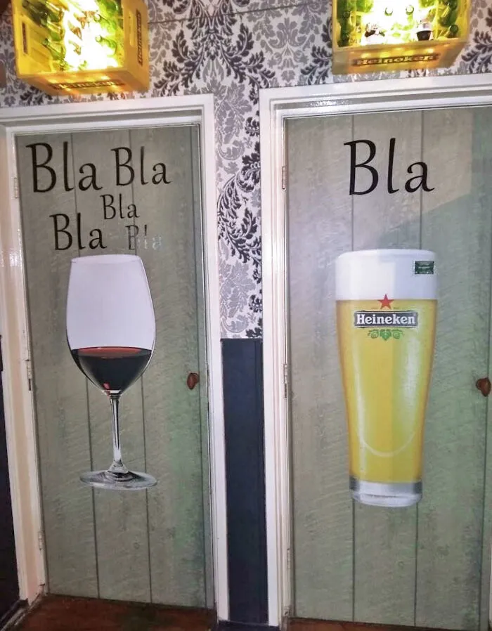I Found This Terribly Gendered Bathroom Sign While Looking For A Local Restaurant