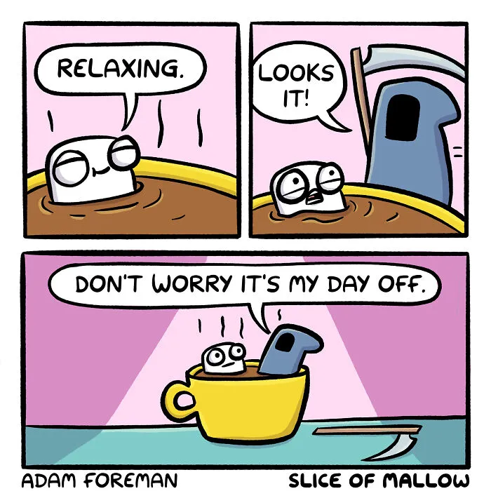 30 Humorous Comics Of Marshmallow Navigating Everyday Life By Adam Foreman