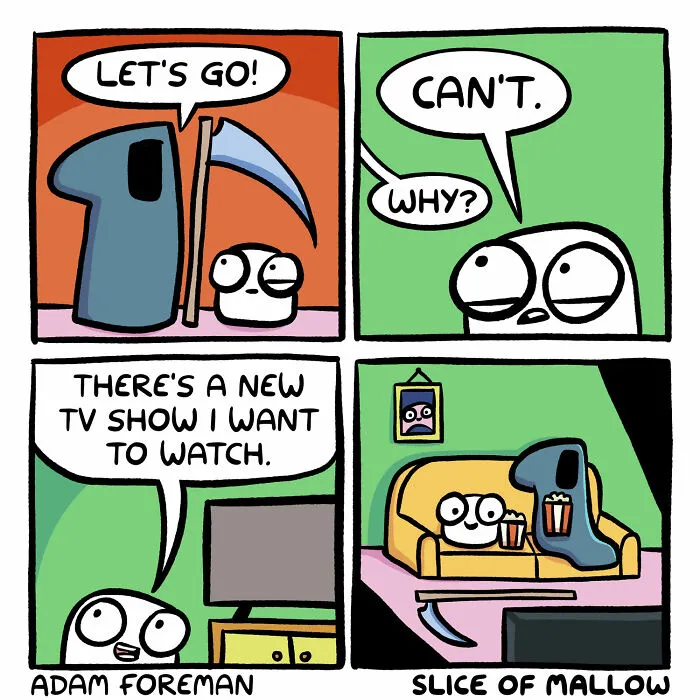 30 Humorous Comics Of Marshmallow Navigating Everyday Life By Adam Foreman