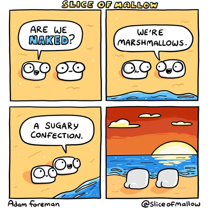 30 Humorous Comics Of Marshmallow Navigating Everyday Life By Adam Foreman