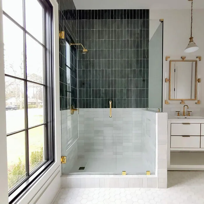 Walk-In Shower With Different Tiles Design