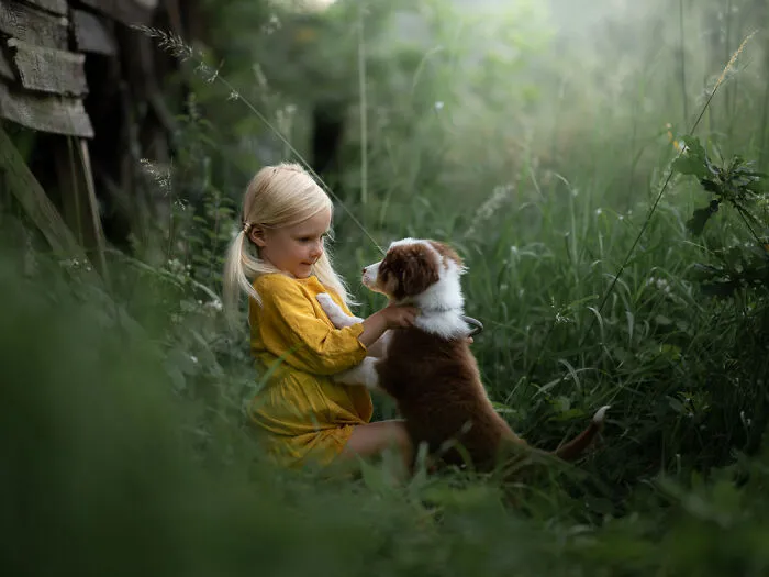 A Girl And Her Puppy