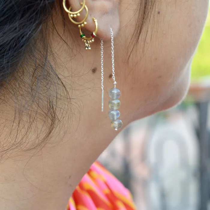 Dancing Lights: The Tale Of Labradorite Threader Earrings