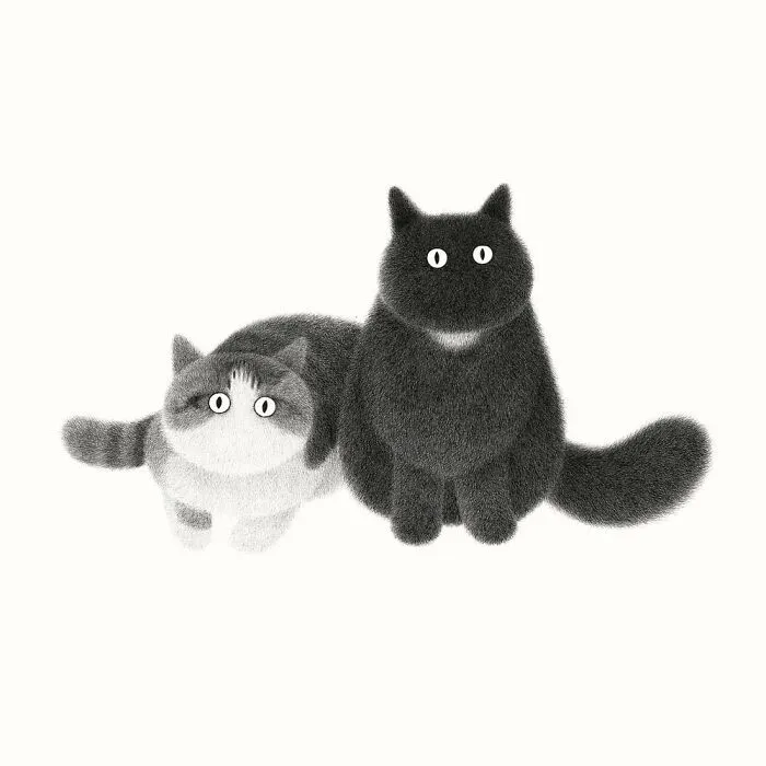 70 New Illustrations By Kamwei Fong Featuring Fluffy And Grumpy Cats