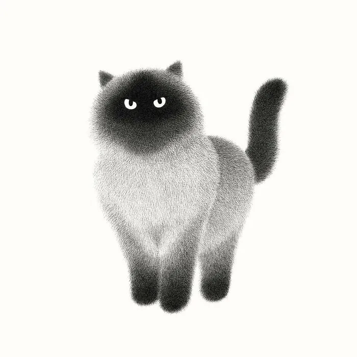 70 New Illustrations By Kamwei Fong Featuring Fluffy And Grumpy Cats