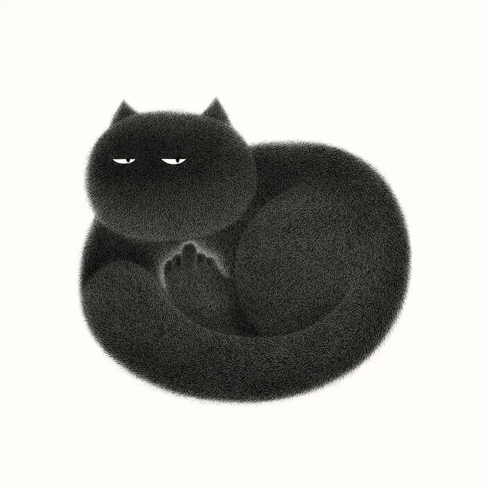 70 New Illustrations By Kamwei Fong Featuring Fluffy And Grumpy Cats