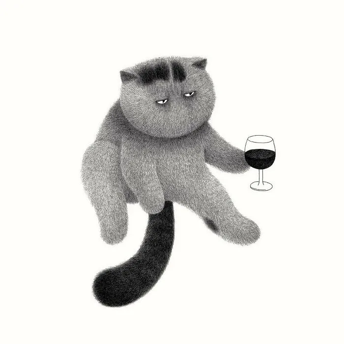 70 New Illustrations By Kamwei Fong Featuring Fluffy And Grumpy Cats