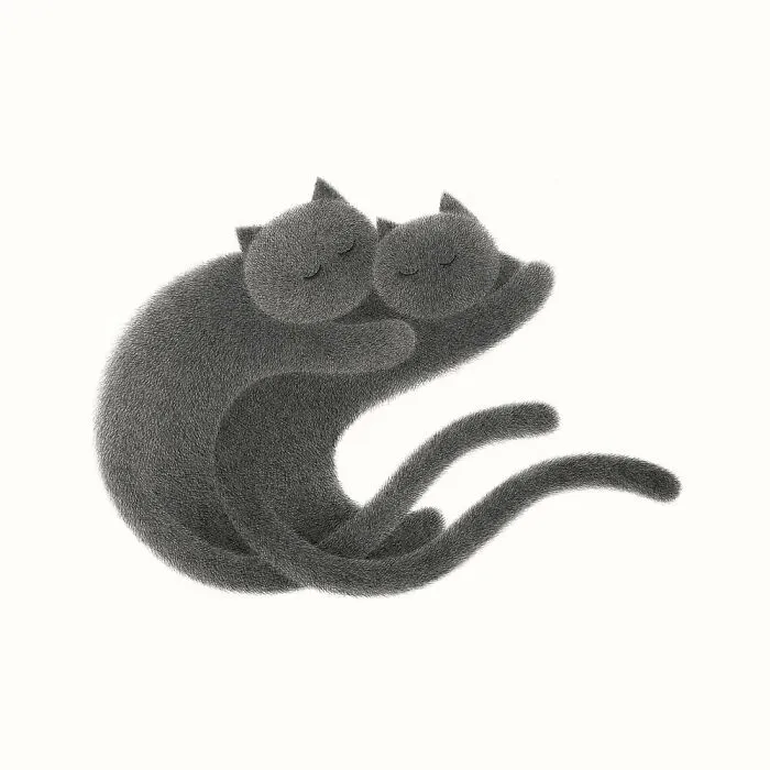 70 New Illustrations By Kamwei Fong Featuring Fluffy And Grumpy Cats