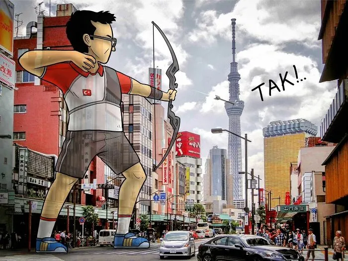 Architect Inserts Drawn Giant Characters Into Turkish Urban Landscapes (70 New Pics)
