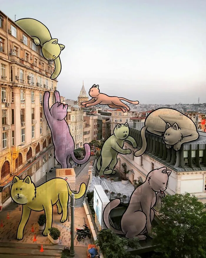 Architect Inserts Drawn Giant Characters Into Turkish Urban Landscapes (70 New Pics)