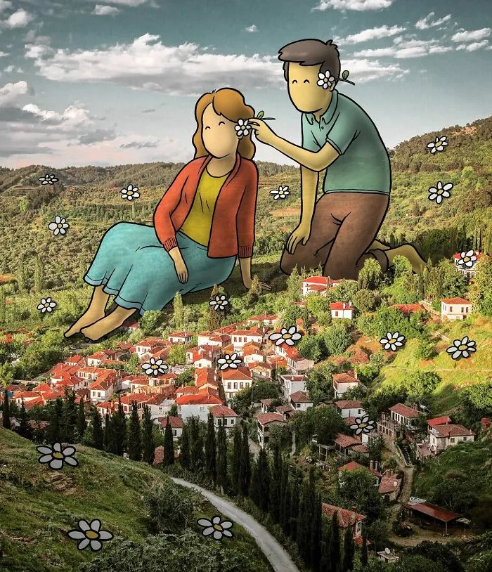 Architect Inserts Drawn Giant Characters Into Turkish Urban Landscapes (70 New Pics)