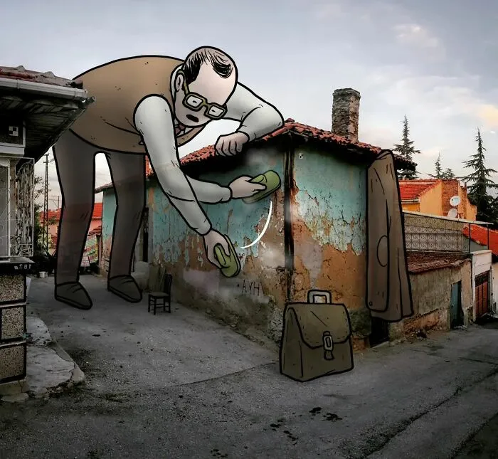 Architect Inserts Drawn Giant Characters Into Turkish Urban Landscapes (70 New Pics)