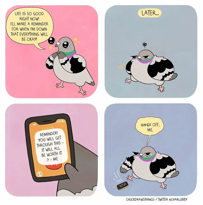 Artist Illustrates What It's Like To Live With Anxiety And Depression Through The Eyes Of A Pigeon (30 New Pics)