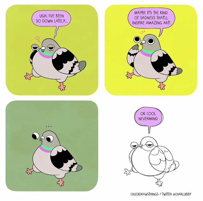 Artist Illustrates What It's Like To Live With Anxiety And Depression Through The Eyes Of A Pigeon (30 New Pics)